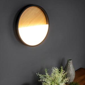 Eco-Light Aplique de pared LED Vista, madera clara/negro, Ø…