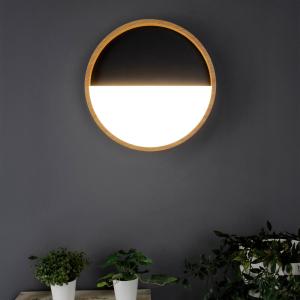 Eco-Light Aplique de pared LED Vista, negro/madera clara, Ø…