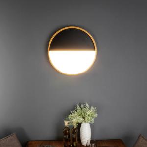 Eco-Light Aplique de pared LED Vista, negro/madera clara, Ø…