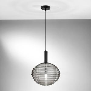 Eco-Light Lámpara colgante Ripple, negro/gris humo, Ø 32 cm…