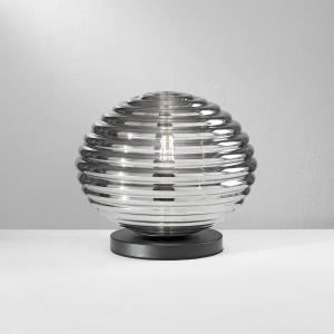 Eco-Light Lámpara de mesa Ripple, negro/gris humo, Ø 32 cm