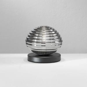 Eco-Light Lámpara de mesa Ripple, negro/gris humo, Ø 18 cm