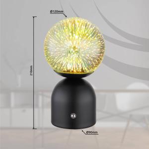 Globo Julsy lámpara de mesa LED recargable, negra, 3D, altu…