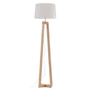Aluminor Lámpara de pie Sacha LS de madera y textil, blanco