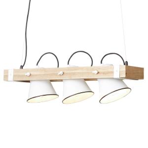 Brilliant Lámpara colgante Plow, 3 luces blanco madera clar…