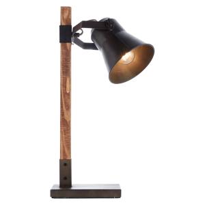 Brilliant Lámpara de mesa Plow, negro/madera oscuro