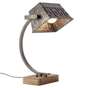 Brilliant Lámpara de mesa de metal Drake con pie de madera