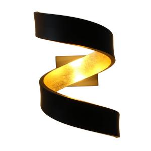 Eco-Light Aplique LED Helix, negro-dorado, 17 cm