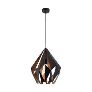 EGLO Carlton lámpara colgante, negro/cobre, Ø 38,5 cm