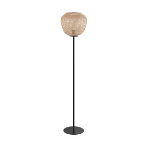 EGLO Lámpara de pie Dembleby de madera, color natural
