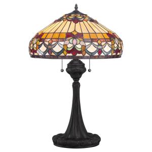 QUOIZEL Lámpara de mesa Belle Fleur en diseño Tiffany