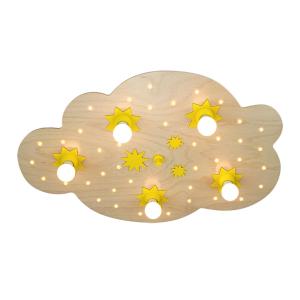 Elobra Plafón Nube de estrellas, en haya natural, 75 cm