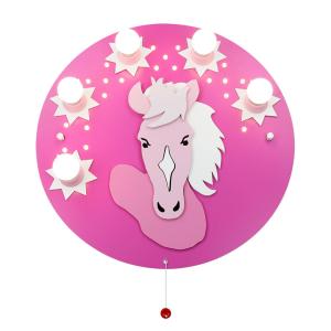 Elobra Plafón Pony en rosa pink, 5 luces