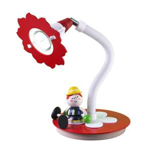Elobra Lámpara de mesa LED bombero Fred, rojo-blanco
