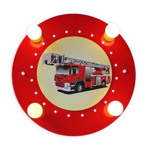 Elobra Plafón Camión de bomberos, rojo-amarillo, 4 luces