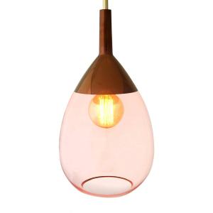 EBB & FLOW Lute lámpara colgante vidrio rosa cobre