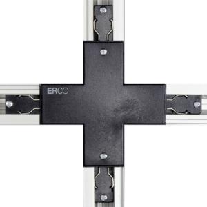 ERCO conector en cruz para riel trifásico, negro