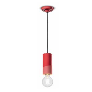 Ferroluce PI lámpara colgante, cilíndrica, Ø 8 cm, rojo