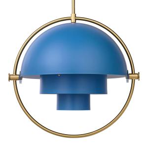Lámpara colgante Gubi Lite, Ø 36 cm, latón/azul