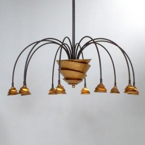 Holländer Lámpara colgante LED Fontaine hierro-marrón-oro