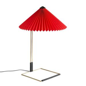 Lámpara de mesa LED plisada HAY Matin 380, rojo claro