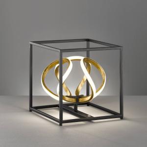 FISCHER & HONSEL Lámpara de mesa LED Gesa en negro y oro