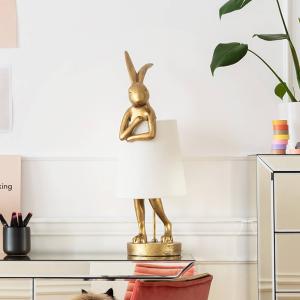 KAREN Lámpara de mesa Animal Rabbit dorada/blanca