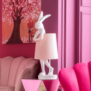 KAREN Lámpara de mesa Animal Rabbit blanco/rosa
