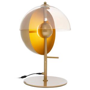Kare Romy Lámpara de mesa LED de acero y cristal dorado