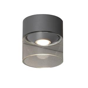 Konstsmide Plafón LED de exterior Varese gris cilindro vidr…
