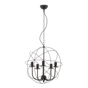 Luminex Globe lámpara de araña, 5 luces negro