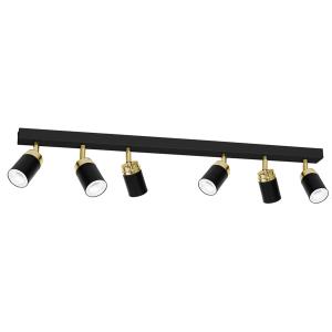 Luminex Reno downlight de techo, 6 luces, negro/oro