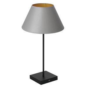 Euluna Lámpara mesa Table negro, pantalla cónica gris-oro