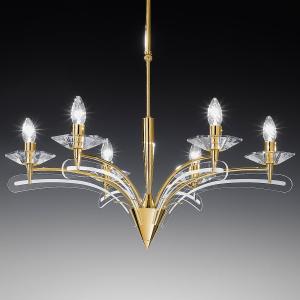 Metallux Lámpara de araña ICARO 6 luces con cristal, oro