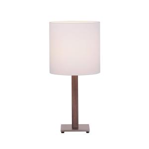 Quitani lámpara de mesa Elif, blanco, angular, roble oscuro