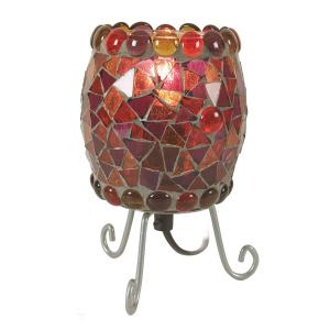 Näve Lámpara de mesa Enya con mosaico de vidrio rojo