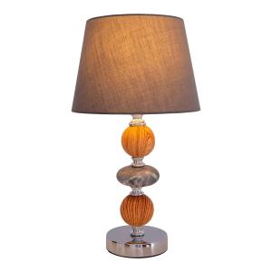 Näve Lámpara de mesa Araga, gris/cromo/color madera
