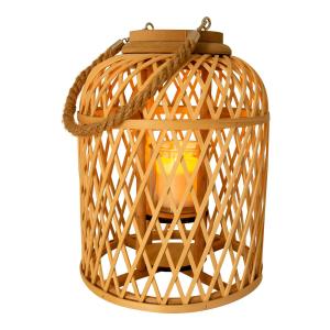Näve Lámpara LED solar Cesta, bambú, alto 29 cm natural