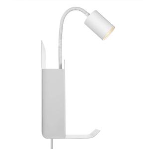 Nordlux Aplique Logi con estante y conector USB, blanco