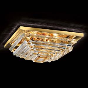 Novaresi Lámpara de techo de cristal Losanghe, chapado oro