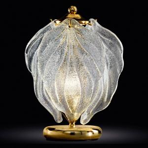 Novaresi Lámpara de mesa de vidrio Foglie de vidrio Murano