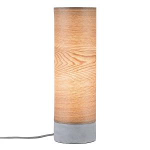 Paulmann Lámpara de mesa de madera Skadi, base hormigón