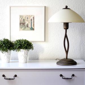 Steinhauer Lámpara de mesa Capri altura 45 cm crema/bronce