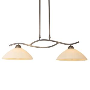 Steinhauer Lámpara colgante Capri de 2 luces, crema/bronce