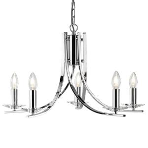 Searchlight Elegante lámpara colgante Ascona, 5 brazos, cro…