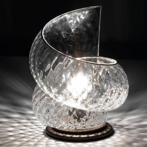 Siru Lámpara de mesa Chiocciola de vidrio transparente