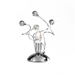 ONLI Lámpara de mesa Trilly, cromo, cristales alto 27cm