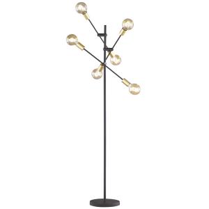 Trio Lighting Lámpara de pie Cross diseño en negro y oro mo…