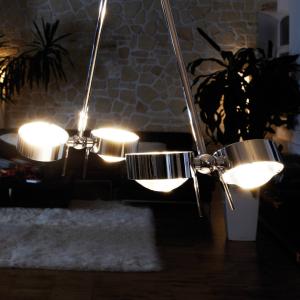 Top Light Lámpara colgante PUK CEILING; 4 luces cromo 80 cm
