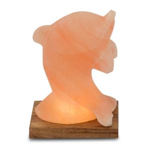 Wagner Life Lámpara de sal LED Delfín con base, ámbar